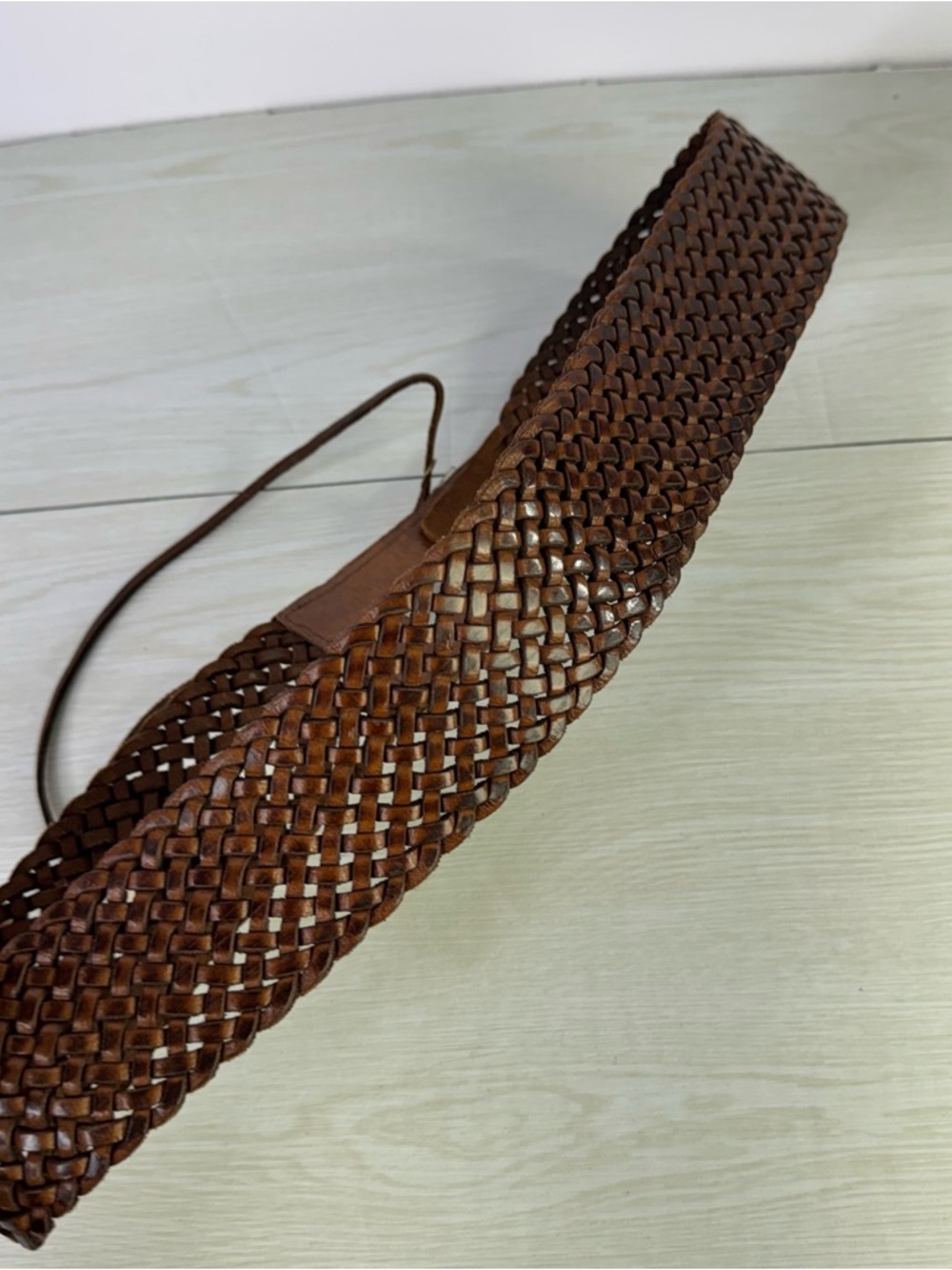 Vintage Woven Leather Waist Belt: Bohemian Western Cowgirl Style - Picture 5 of 8